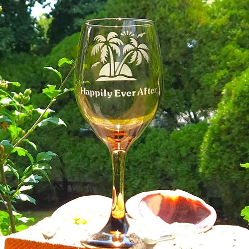 Happily Ever After Tropical Sunset Wine Glass